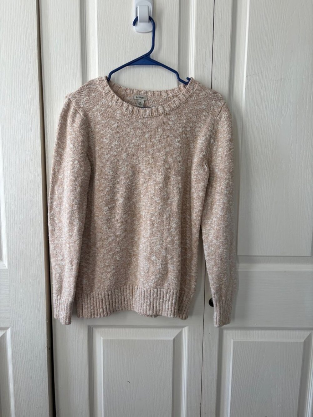 L.L.Bean Womens Beige Speckled Knit Sweater Medium